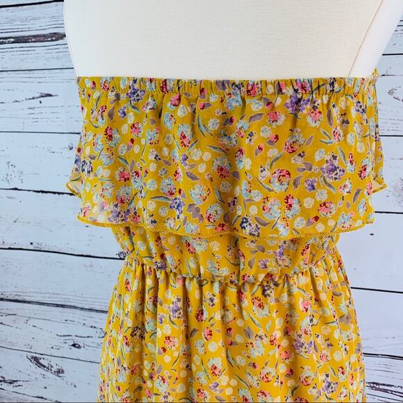 Everly Strapless Yellow Dress asymmetrical hem - Picture 5 of 7